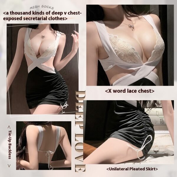 Feimu  seductive deep v strapless secretary dress 6233