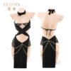 Feimu Egyptian Catwoman Gold Chain-Adorned Jumpsuit 6671
