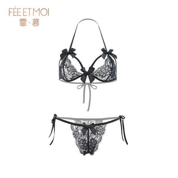 Feimu Lace-up Lace Open-crotch Three-point Set 6681