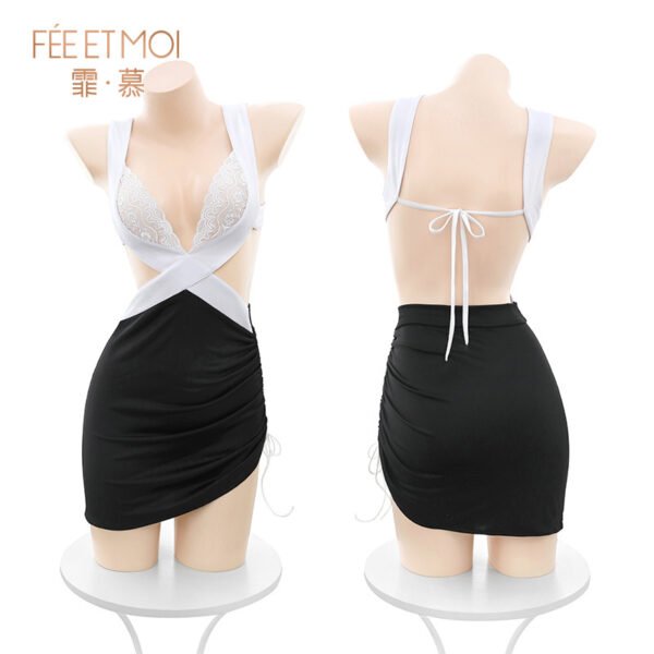 Feimu  seductive deep v strapless secretary dress 6233
